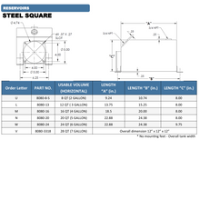 Load image into Gallery viewer, KTI Hydraulics 8080-3318 7 Gallon Steel Square Reservoir